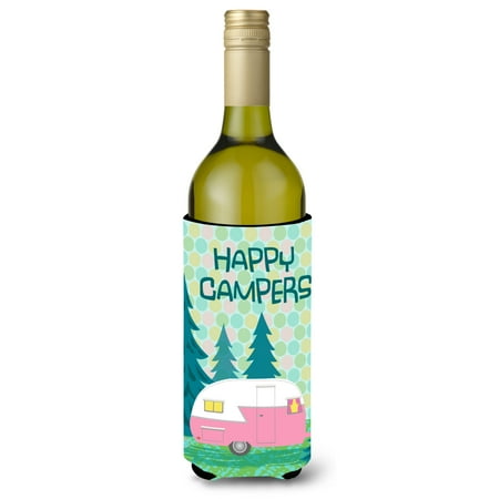 

Carolines Treasures VHA3004LITERK Happy Campers Glamping Trailer Wine Bottle Beverage Insulator Hugger Wine Bottle