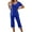 Blue, variant on Zanvin Womens High Waisted Linen Capris Pants, Women's Short Sleeve V-Neck Top Cropped Pants Print Suit, Quickly Dried, Soft and Breathable, Blue, S