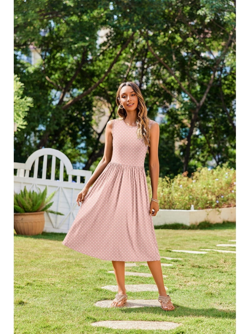 Zeagoo Sleeveless Dress for Women Summer Midi Dress Dress Round