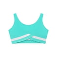 thumbnail image 5 of Raenseen Kids Girls Sleeveless Dance Crop Top Sports Bra Athletic Ballet Gymnastics T-Shirt Blue Green 14, 5 of 9