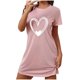 thumbnail image 2 of Camisón corto de talla grande para mujer, camisón de manga corta con estampado de pecho a la moda, camisón para mujer, 2 of 5