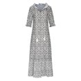 thumbnail image 4 of JUNWELL Robe Bohème d'Été pour Femmes, Robe Maxi Décontractée Grande Taille, Couleur Unie, Col en V, Robes Soleil, Dentelle à Franges, Longue Robe, 4 of 7