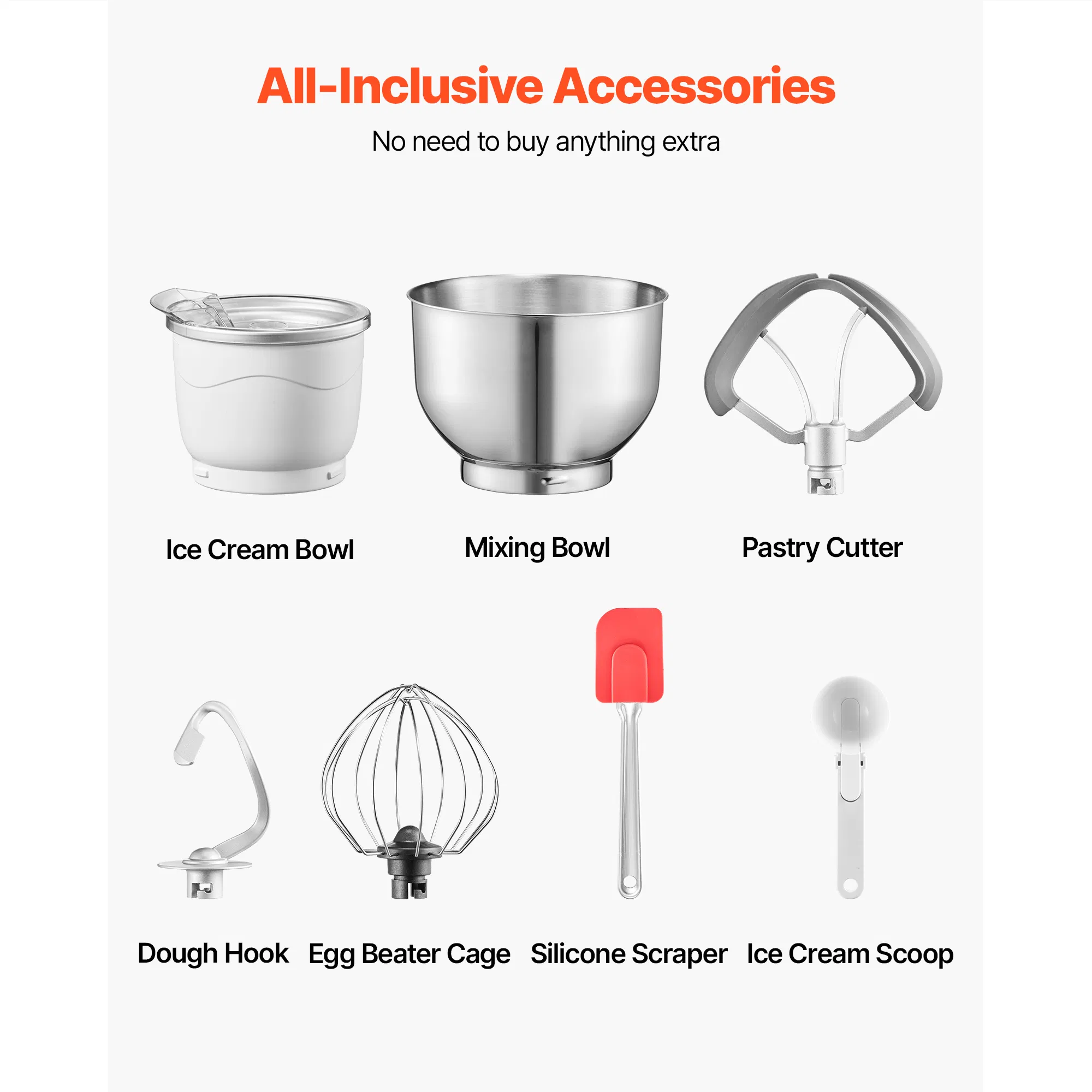 1.8 Qt Ice Cream Maker with 6-Speed Electric Stand Mixer LED Display Timer Mixing Paddle Dough Hook for Homemade Frozen Desserts Grey