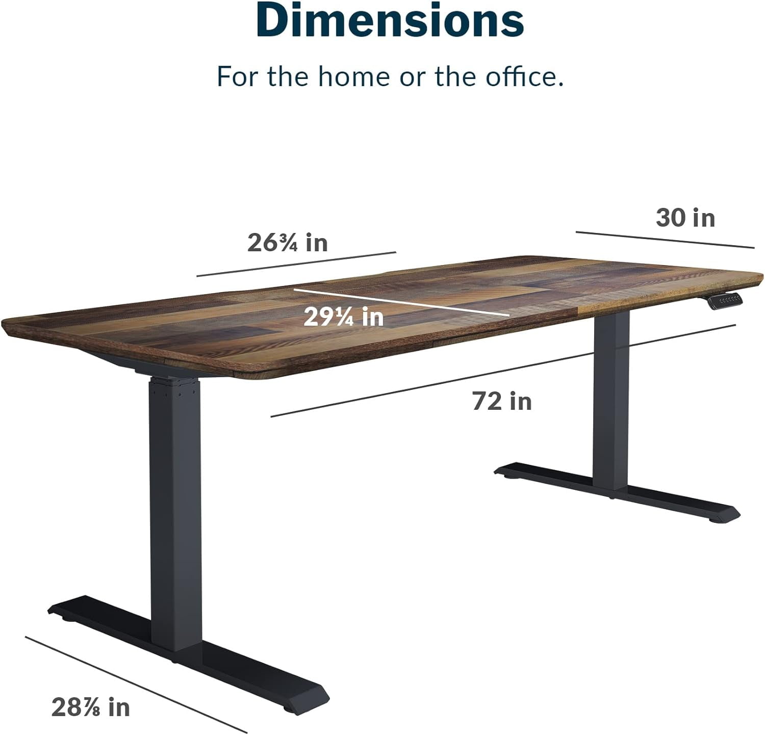 Vari 72” x 30" VariDesk Electric Height Adjustable Standing Desk Computer Table, Reclaimed Wood