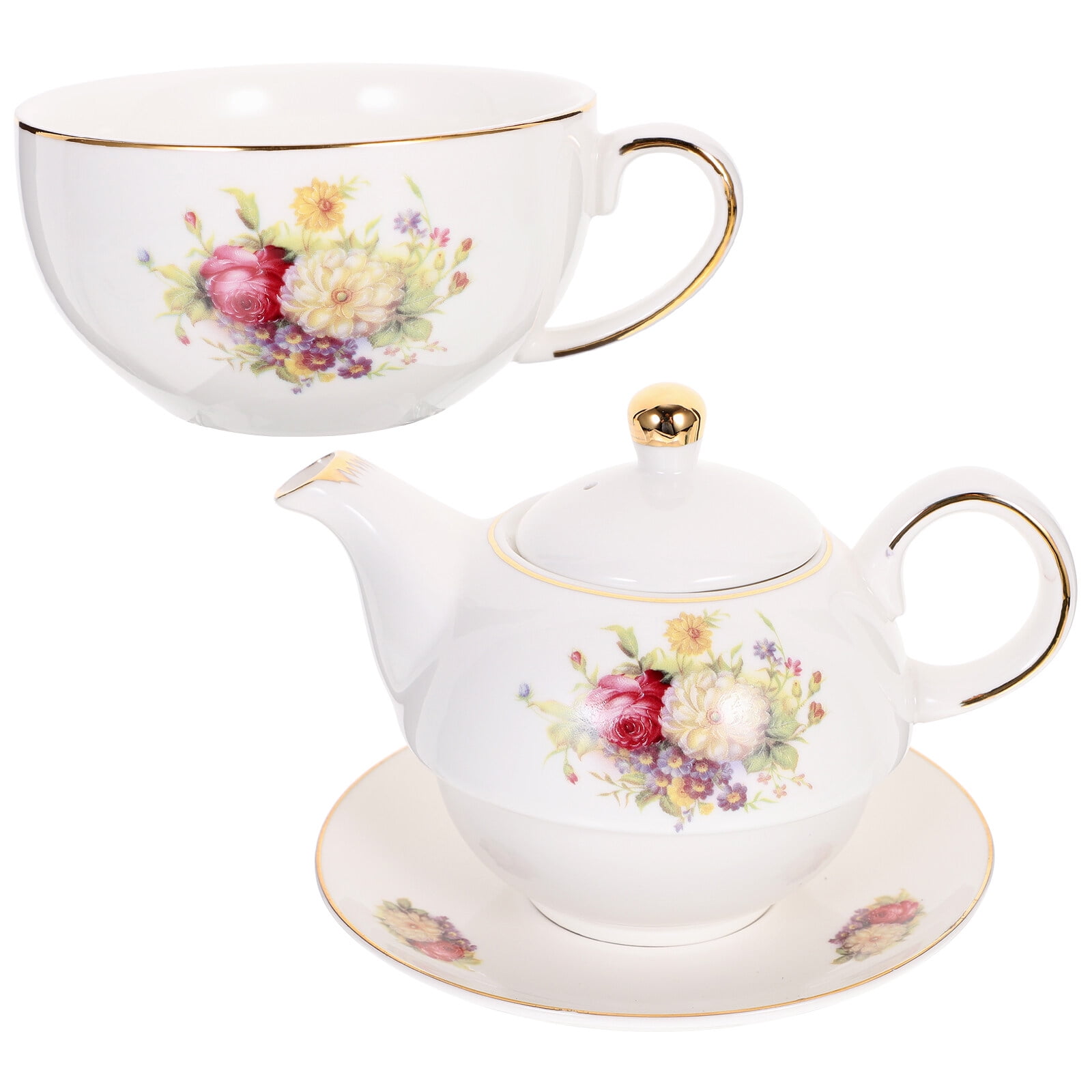 1 Set Ceramic Teapot Afternoon Tea Serving Cups Tea House Restaurant Teapot