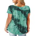 thumbnail image 3 of CHUANK T-Shirts pour Femmes Manches Courtes Col Rond Tunique Boutonnée (Blanc TG), 3 of 4
