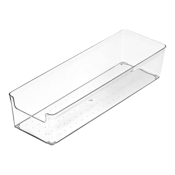 Clear Plastic Drawer Organizer Kitchen Drawers Storage Rectangle Square Trays Makeup Vanity Storage Bins for Office Desk Silverware Kitchen Utensils Cosmetics and Bathrooms[Large Rectangle]