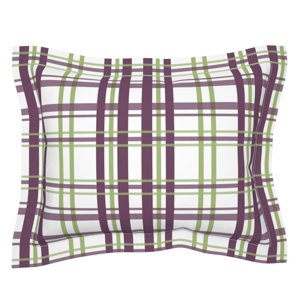 Geostardustplaid Stripe Plaid Sage Plum Pillow Sham by Spoonflower -  Walmart.com