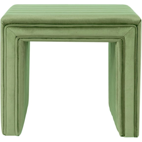 MY Modern Channel Tufted Velvet Ottoman Home Décor|Ottoman for Living Room & Bedroom - Green