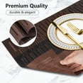 thumbnail image 3 of VCVCOO Placemats Set of 6, Wipeable Vinyl Plastic Woven Placemat, Washable Place Mats Durable Kitchen Dining Table Mats Brown Stripe, 12x18 inch, 3 of 10