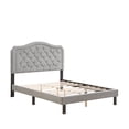 thumbnail image 5 of ASINMAK Queen Size Velvet Platform Bed Frame, Curved Button Tufted Headboard with Nailhead Trim, Wood Slat Support, Gray, 5 of 12
