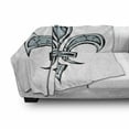thumbnail image 3 of Fleur De Lis Soft Flannel Fleece Throw Blanket, Grungy Lily Retro Renaissance Element Victory Vintage Art Print, Cozy Plush for Indoor and Outdoor Use, 70" x 90", Blue White Black, by Ambesonne, 3 of 6
