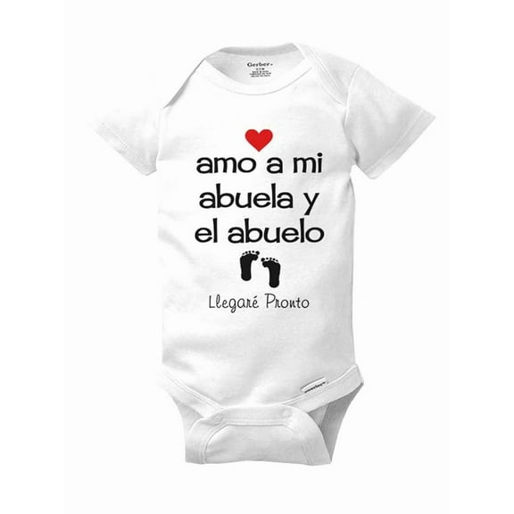 Amo a mi abuela y el abuelo Llegare Pronto bodysuit - wallsparks cute & funny Brand Spanish Surprise baby birth pregnancy announcement - White Newborn Size (0-3 Mos) Unisex