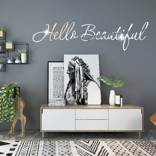 PEONAVET Dish Towel 3D Letter Combination Mirror Sticker Bedroom Living Room Decoration