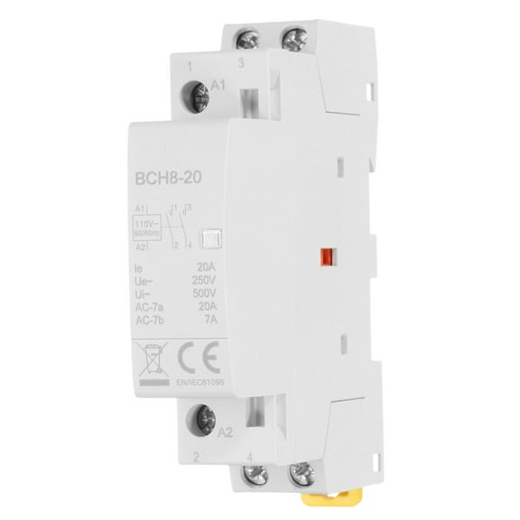 Uxcell AC Contactor 20A 2 Pole 2NO 110V Load and Lighting Circuit Control DIN Rail Mount
