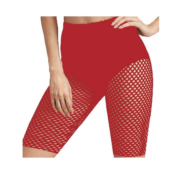 Fiomva Women See Shorts Legging Mesh Sheer Pant Cycling