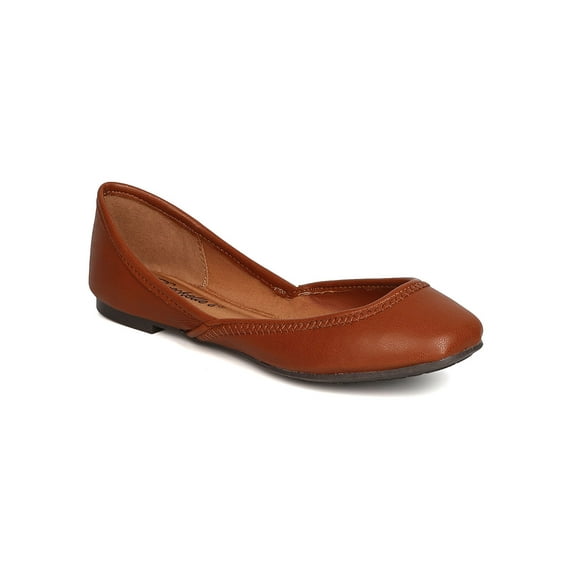 New Women Breckelles Bailey-01 Leatherette Round Toe d'Orsay Ballet Flat