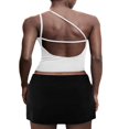 thumbnail image 3 of Women One Shoulder Backless Crop Top Sleeveless Strappy Open Back Cami Tank Tops, 3 of 4
