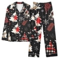 thumbnail image 5 of VBTAPA Womens 2 Piece Pajama Sets 2024 Christma Printed Long Sleeve Button Down Shirts and Pants Matching Lounge Set Xmas Jammies Holiday Sleepwear Black and Friday DealsMulticolor XXL, 5 of 6