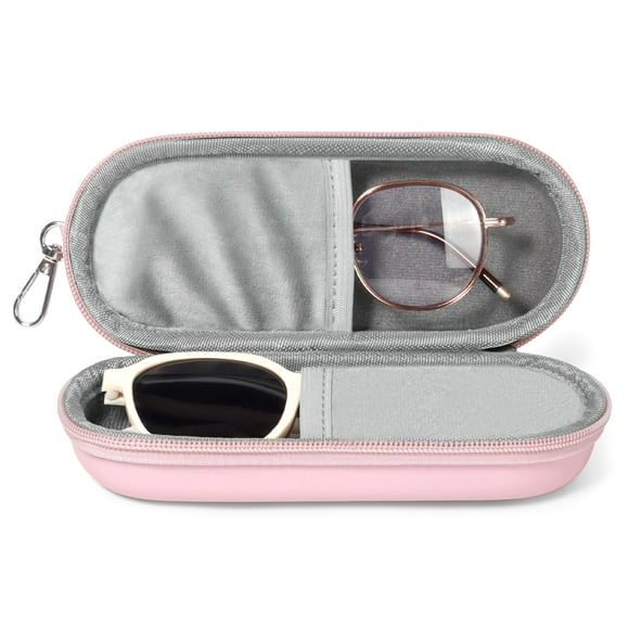 Estuche para Anteojos Huvon Doble Compartimento para Gafas de Sol y Graduadas en Rosado