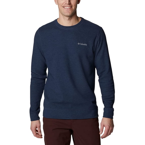 Columbia Mens Pine Peak Waffle Long Sleeve Crew Collegiate Navy Heather Medium
