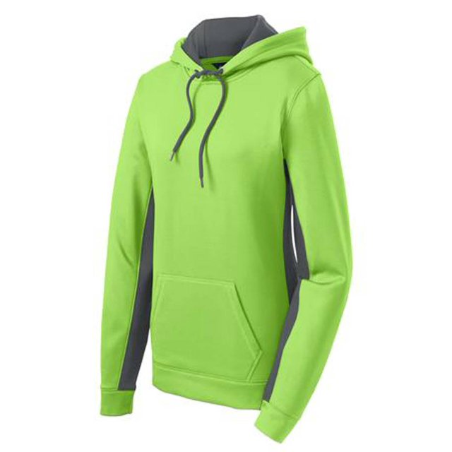 Pull à Capuche en Polaire Colorblock Sport-Wick pour Femmes, Lime Shock/Smoke Grey - L