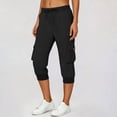 thumbnail image 5 of Womens Capri Pants,Capri Pants for Women Summer Solid Color Capri Joggers with Pockets High Wasit Drawstring Casual Capris, 5 of 9