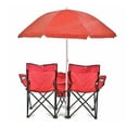 thumbnail image 2 of GoTeam Ensemble de Chaises de Camping Pliantes avec Parasol et Sac Isotherme, Red, 2 of 5