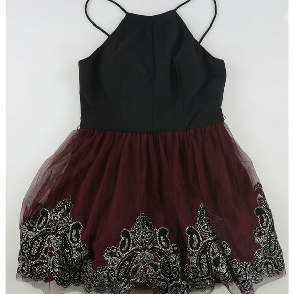 Blondie Nites Womens Embellished A-line Dress, Black, Juniors, 13