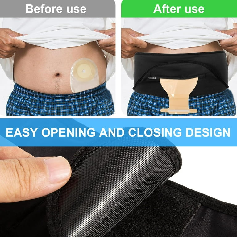 FANHAN Ostomy Belt Black Stealth Belt for Ostomy Bag Ostomy Support Hernia  Belt Ostomy Bag Covers Ostomy Wrap (L) 