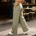 thumbnail image 5 of Cagogo Women Plus Size Wide Leg High Waisted Trousers with Pockets Solid Casual Loose Long Pants Trousers Workout, Khaki 3XL, 5 of 9