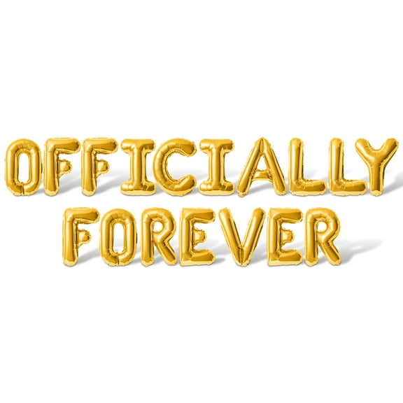 Letter Balloons - OFFICIALLY FOREVER 16" Inch Alphabet Letters Foil Mylar Balloon Engagement Party Banner (Gold)