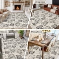 thumbnail image 5 of 5'x7' Area Rugs for Living Room Bedroom, Vintage Floral Washable Rug Carpet Runner Indoor Outdoor, Grey Spring Dandelion Plants Flower Botanical Non Slip Floor Mats Area Rug for Kitchen, Nursery, 5 of 8