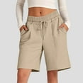 thumbnail image 2 of Womens Athletic Shorts, Audhol Women's Solid Color Comfortable Loose Cotton Shorts Casual Pants Drawstring Sports Pants Sweat Shorts Women Khaki 2XL, 2 of 8