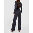thumbnail image 5 of ZAXARRA Women’s Sparkly Wrap Jumpsuits Long Sleeve V Neck Solid Color Rompers Long Pants with Belt, 5 of 5
