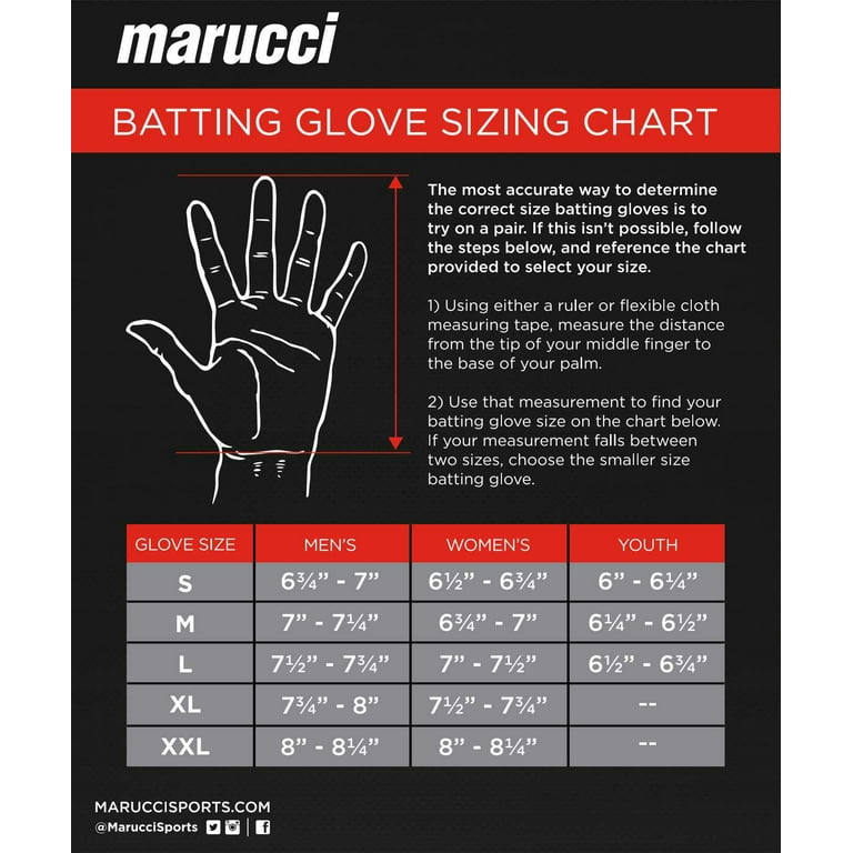 Spiderz batting glove size chart hotsell