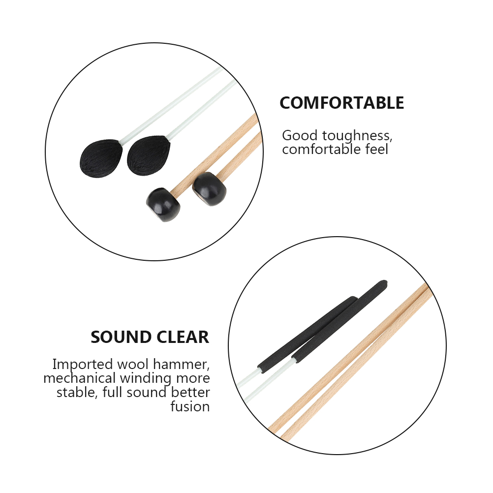 LABSERRON 2Pairs Rubber Marimba Hammer Percussion Sticks Assorted Color for Instrument Use