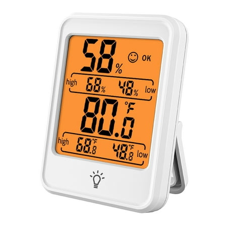 Amdohai Thermomètre hygromètre intérieur et extérieur avec rétroéclairage  de l'heure Écran LCD Compteur électronique de température et d'humidité  pour maison, serre, cave 