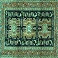 thumbnail image 1 of Ahgly Company Machine Washable Indoor Square Persian Turquoise Blue Traditional Area Rugs, 7' Square, 1 of 4