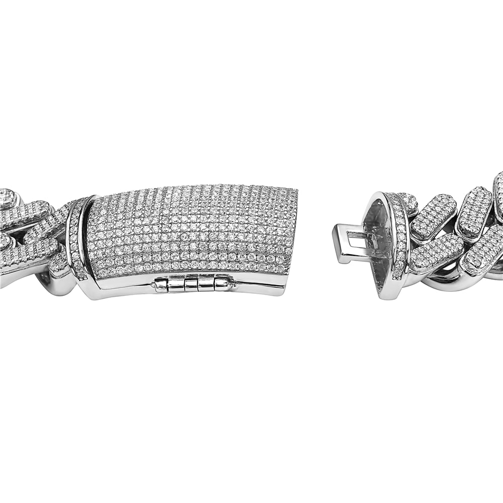 CZ Interlocking Adjustable Bracelet, Sterling Silver