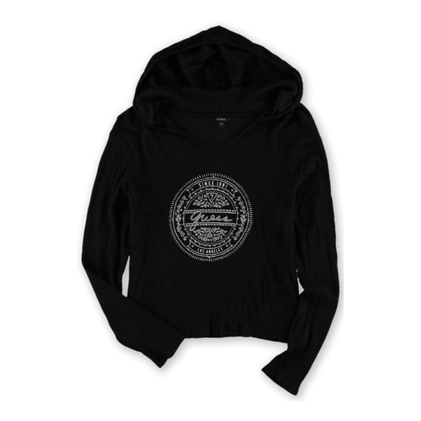 GUESS Sudadera con Capucha Vintage Stamp para Mujer, Negro, X-Large Guess Sudadera