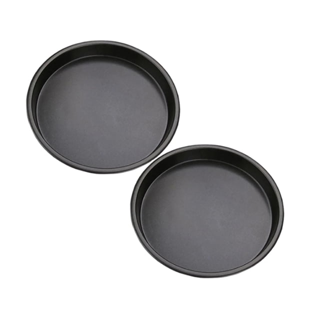 Oleegame 2PC Picnic Trays For Food Walbest Non Stick Steel Round Pizza Pan Pizza Tray Bakeware Baking Tool 6/7/8/10 Inch (size Optional Included One ) Black