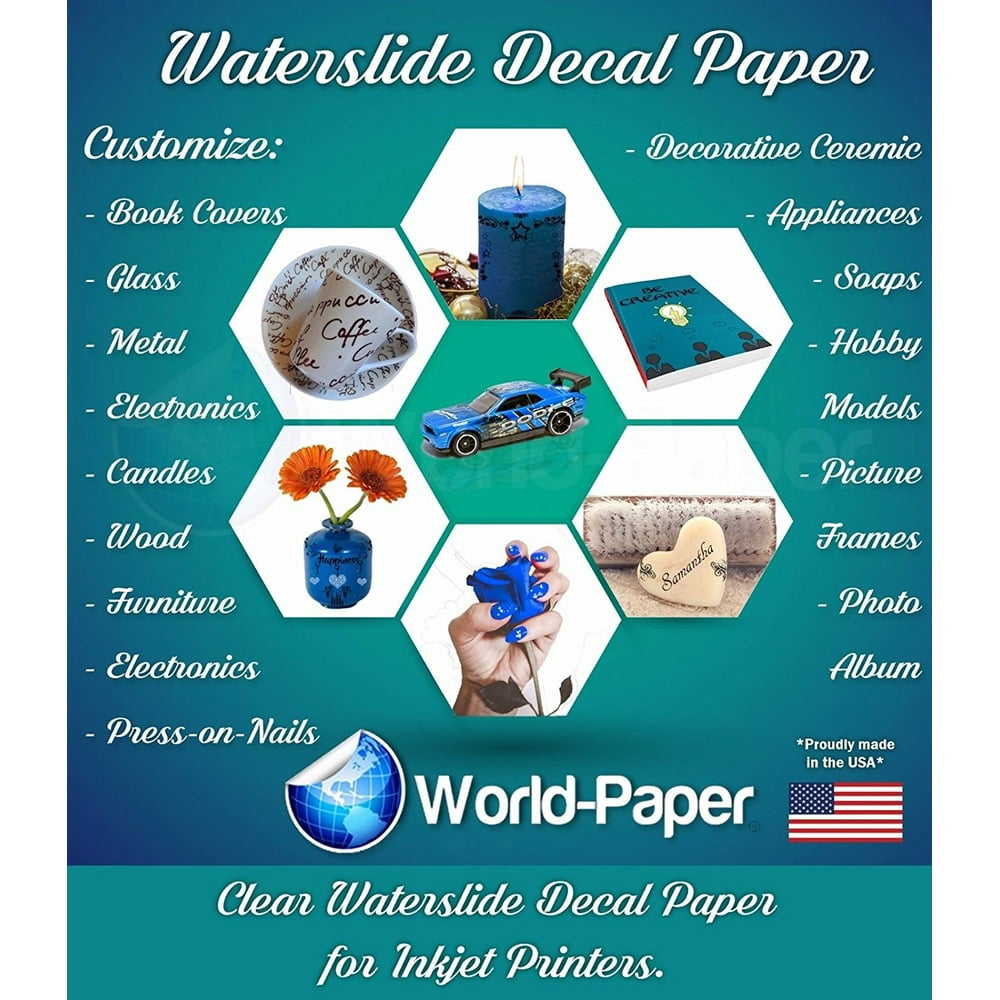Water Slide Decal Paper Sheets Transparent INKJET WHITE 8 5 X 11 20  water-slide-decal-paper-sheets-transparent-inkjet-white-8-5-x-11-20