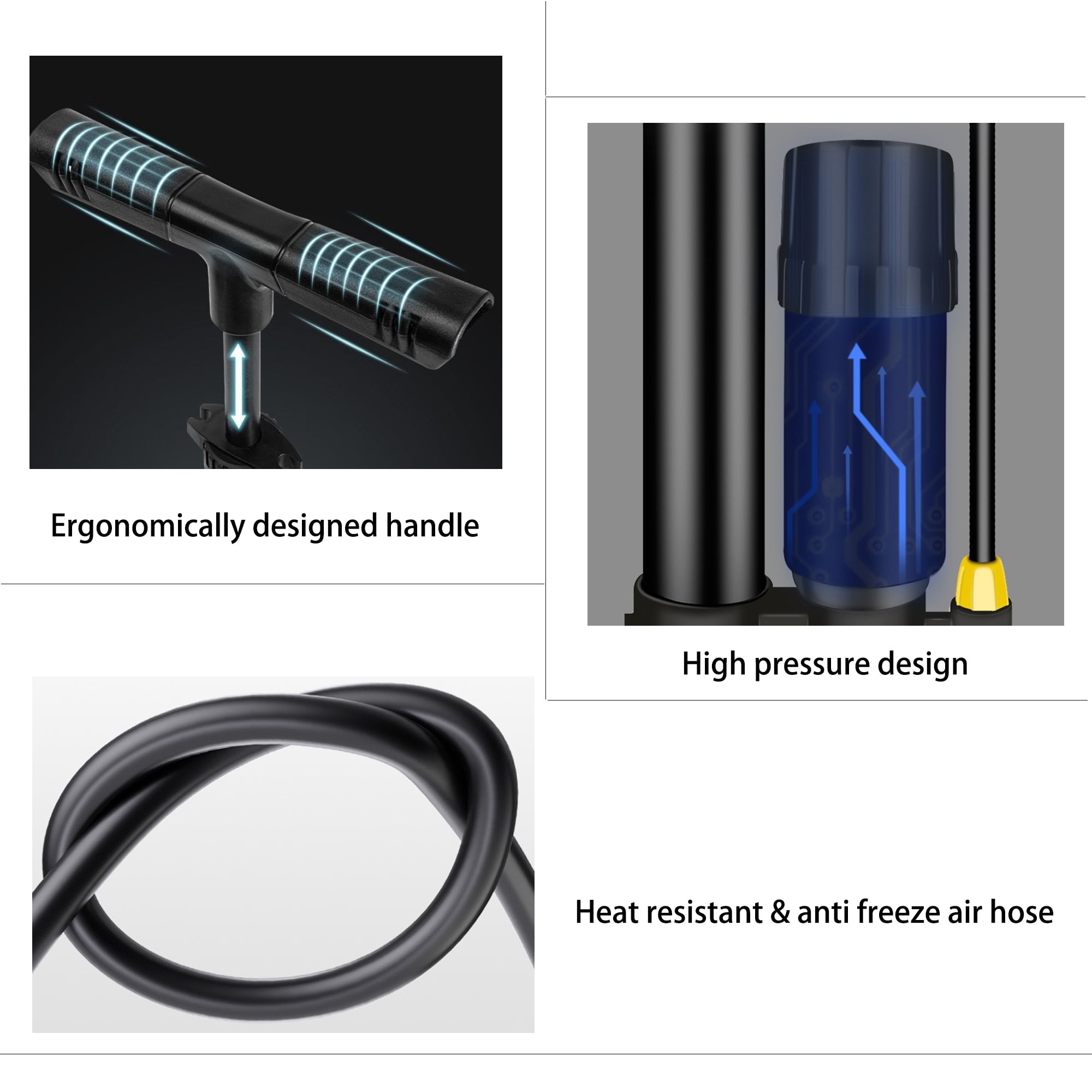 Schanno Bike Pump, Air Pump with 160 PSI High Pressure Gauge Bicycle Floor Pump with Schrader and Presta Valve for Bike Tires, Balls, Balloons