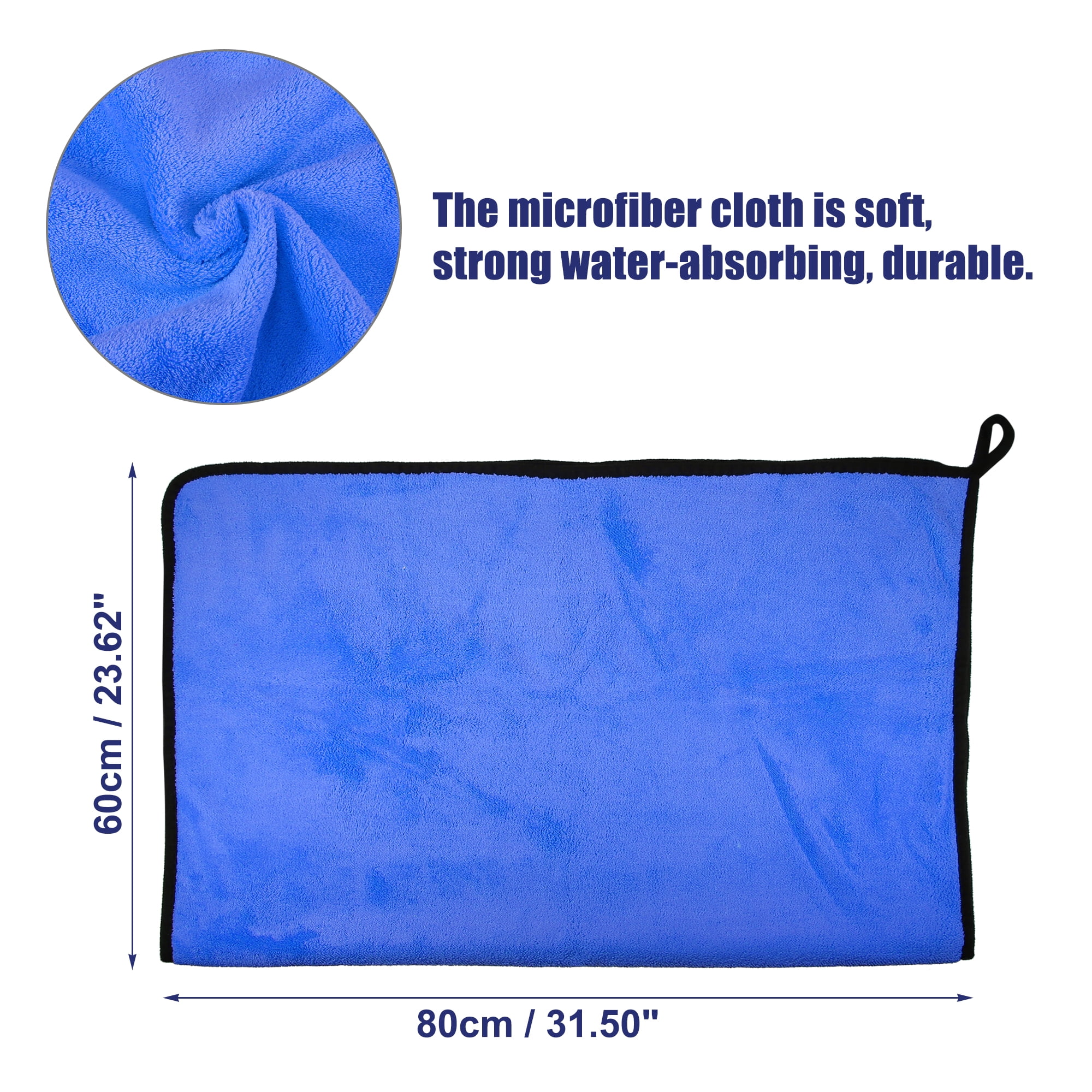 Unique Bargains Microfibre Car Drying Towel 80 x 60cm Extra Large Cleaning Cloth Grey Blue