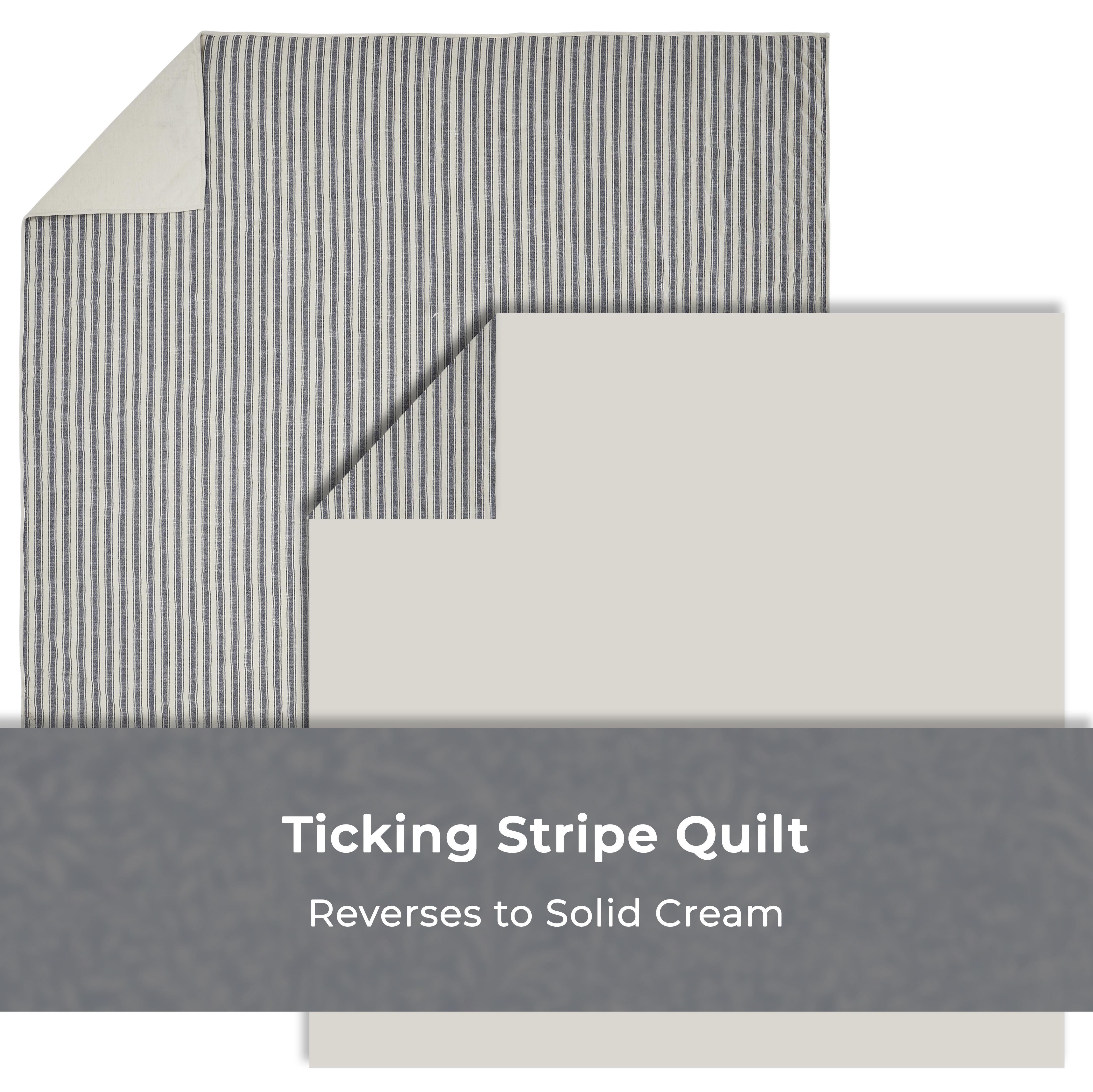 Piper Classics Market Place Gray Ticking Stripe Califorina King Quilt