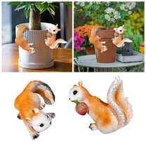 Squirrel Pot Hangers 2 Pack - Lifelike Resin Squirrel Figurines for - 3.9x2.4 Inch Hanging Flower Pot Decor - Cute Garden Statues for Fence, Lawn, Patio Decorations