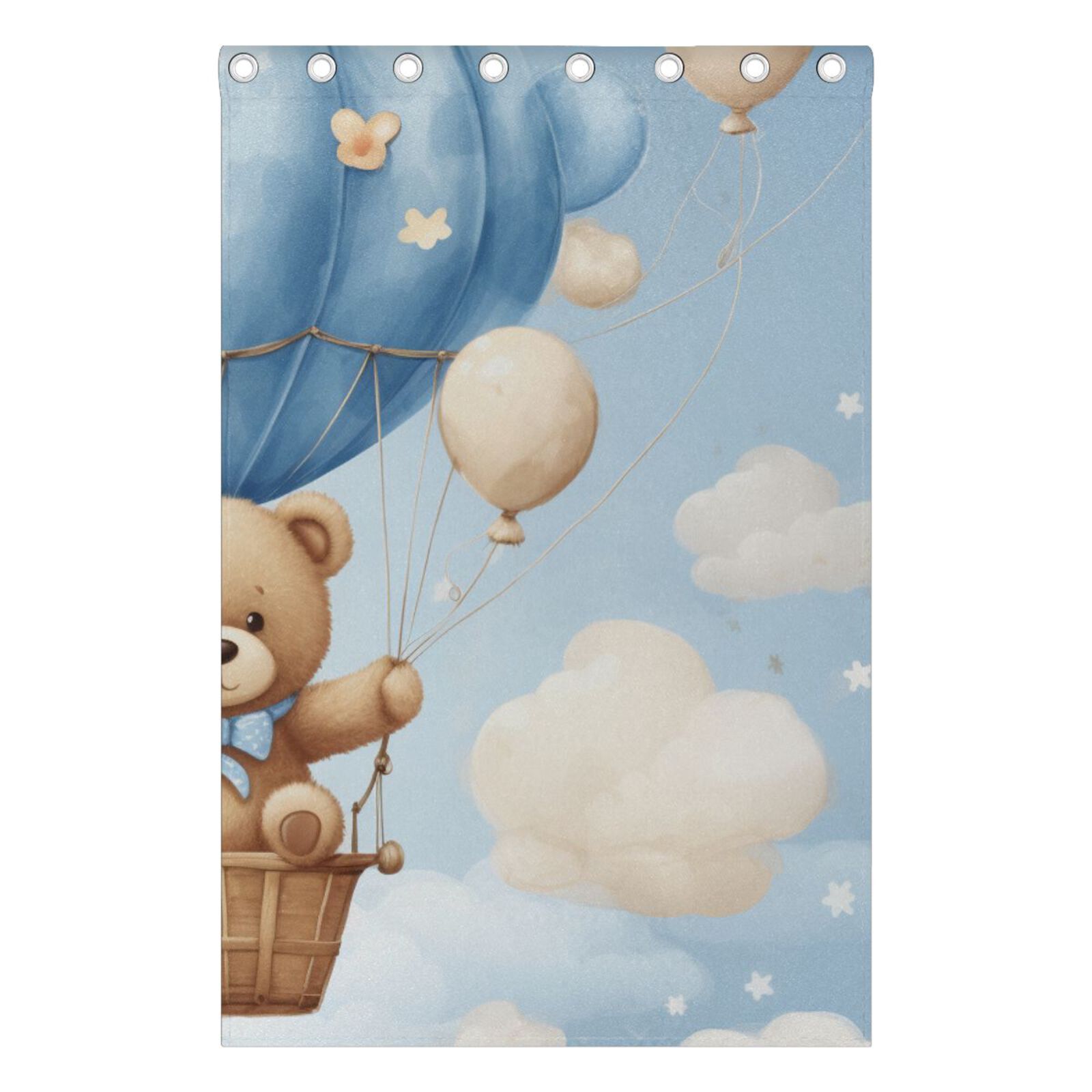 Bear Balloon Clouds Black Out Curtains 72 Inch Length Curtains for Sliding Glass Doors Bedroom Living Room 2 Pack