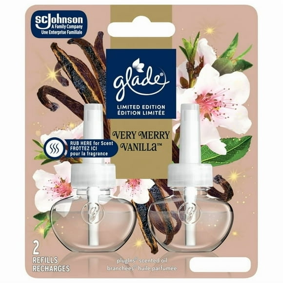 Glade Plugins® Air Freshener Oil Refill, Very Merry Vanilla™, Stocking Stuffer, 2 Refills