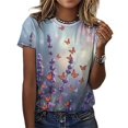 thumbnail image 3 of Lavender Women T-Shirt Classic O Neck T-Shirts Short-Sleeve Trendy Animal Print Design Tshirt Casual Clothing, 3 of 5
